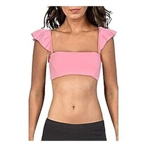 The Bikini‎ Lab Pink Ruffle Off Shoulder Swimsuit Bikini Top Bandeau SZ XXLNWT